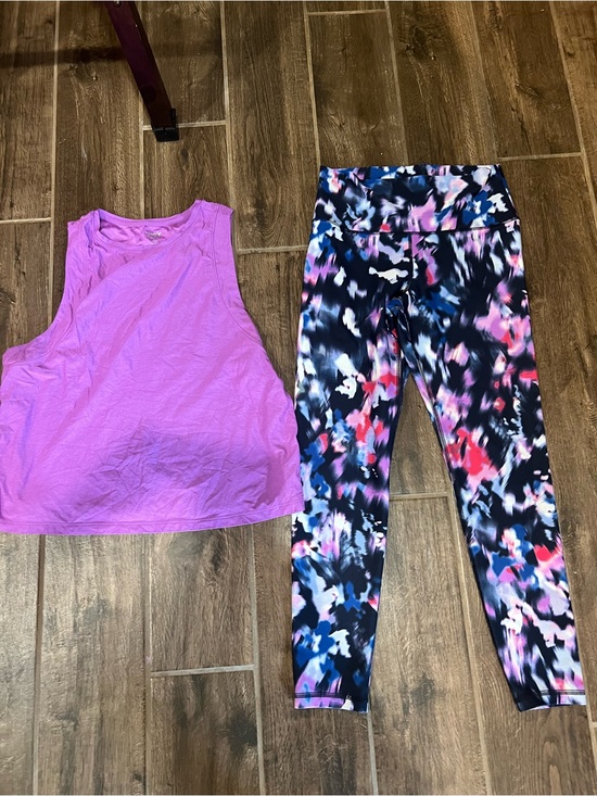 Old Navy Pants - Purple Active Tank Top & Multicolor Abstract Print Leggings Set. Women’s size M